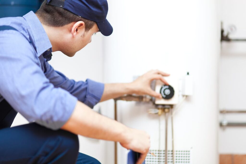 Technician checking the furnace