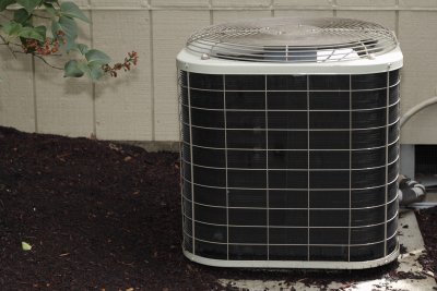 One AC unit installed in the backyard of a house in Annapolis, MD