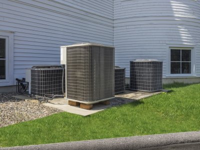 Four AC units were installed in the backyard of a house in Annapolis, MD