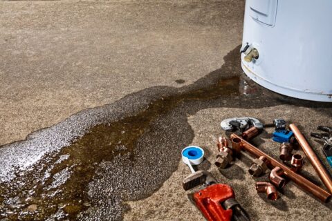 A leaking water heater needs repairing by Barstow & Sons in Annapolis, MD